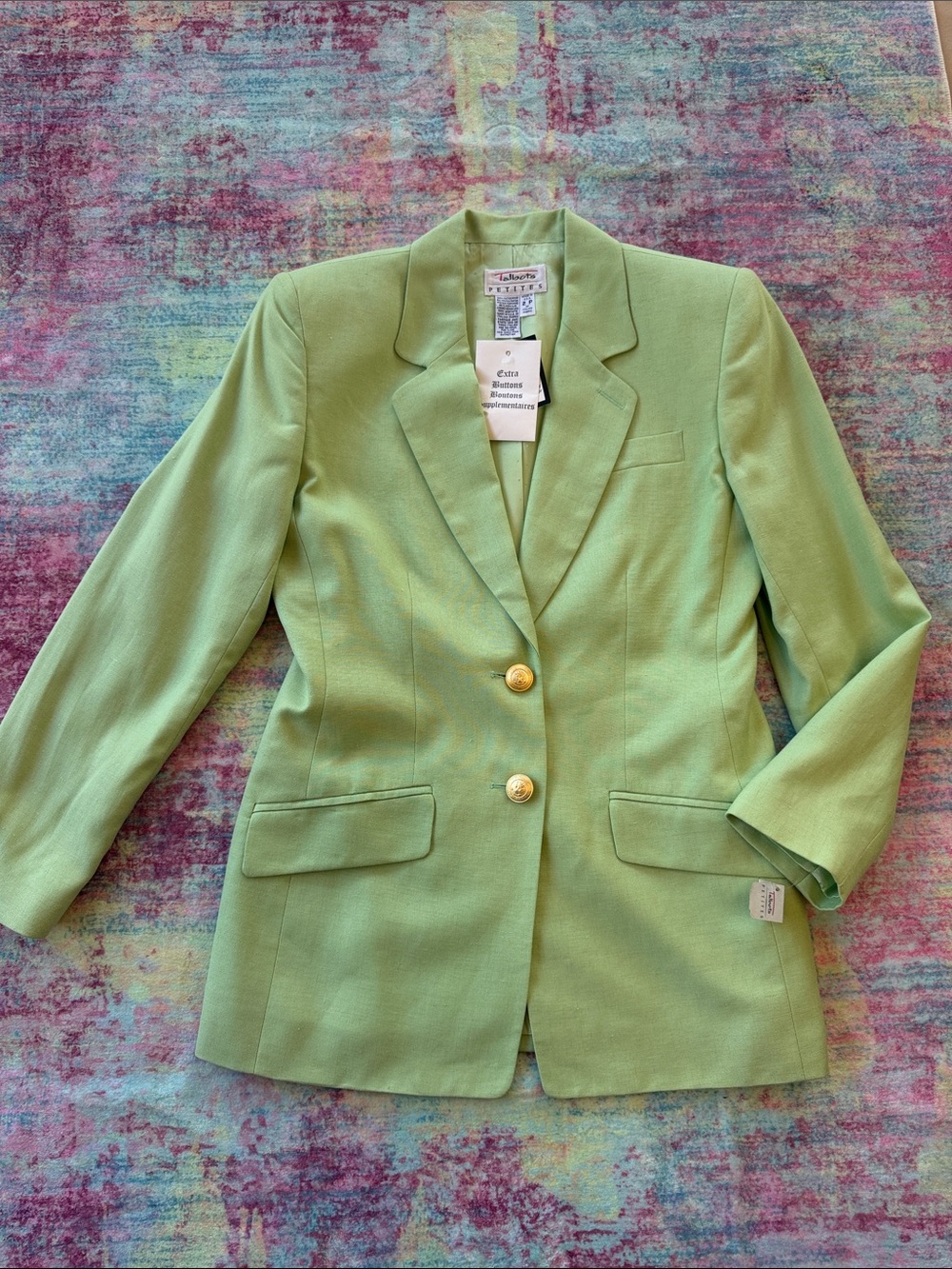 Talbots Green Tailored Blazer with Gold Buttons